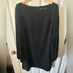 BHWM Black Pleated-Sleeve Women's Dress